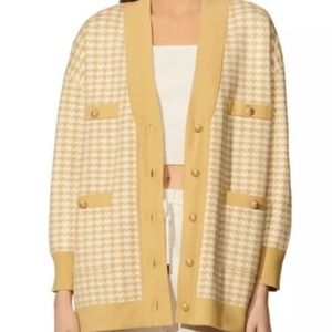 Joie Butter Yellow and White Gingham Cardigan Women's Size Medium